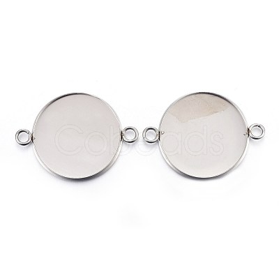 Tarnish Resistant 304 Stainless Steel Cabochon Connector Settings X-STAS-F191-15P-I-1