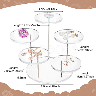 5-Tier Round Acrylic Finger Ring Rotating Display Risers RDIS-WH0018-06A-1