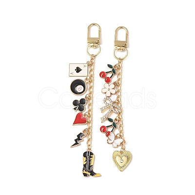 2Pcs 2 Styles Alloy Enamel Pendant Decorations HJEW-BM0001-46B-1