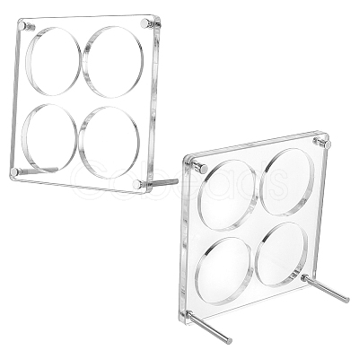 4-Hole Acrylic Action Figure Display Riser Stands with Metal Support ODIS-WH0078-55-1