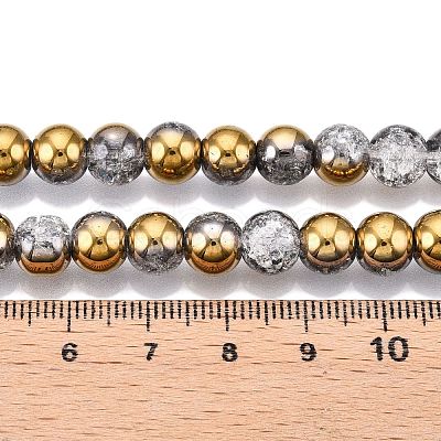 Electroplated Crackle Glass Beads Strands X-EGLA-N014-8mm-04-1