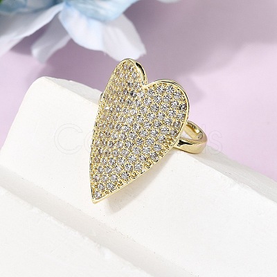 Brass Micro Pave Cubic Zirconia Cuff Open Rings for Women RJEW-K264-11G-1