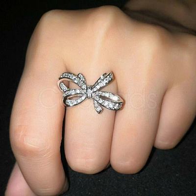 Bowknot Alloy with Crystal Rhinestone Finger Rings for Women FS-WG361F1-04-1