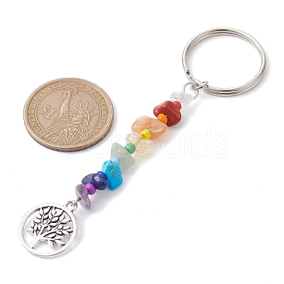5Pcs 5 Styles Tree of Life Tibetan Style Alloy Pendant Keychains KEYC-JKC00689-S-1