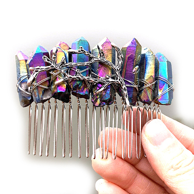 Natural Crystal Hair Combs PW-WGC6E88-11-1