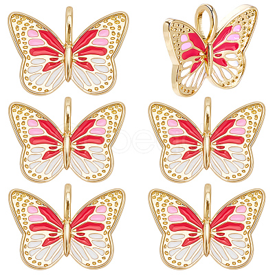 6Pcs Brass Enamel Pendants KK-BBC0021-65B-1