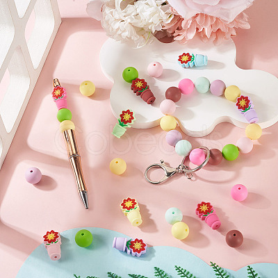24Pcs 16 Styles Silicone Beads SIL-TA0003-03-1