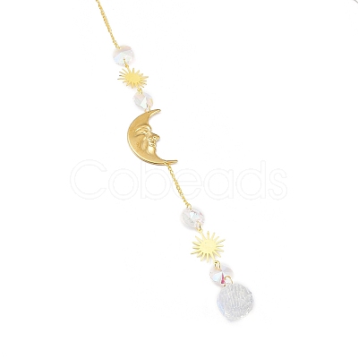 Glass Teardrop Big Pendant Decorations HJEW-M005-05D-G-1