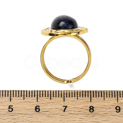 Oval Natural Sodalite Finger Rings RJEW-M063-01G-09-1