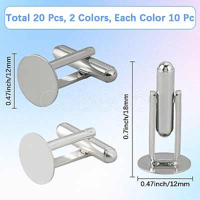 20Pcs 2 Colors Brass Cuff Buttons KK-CP0001-09-1