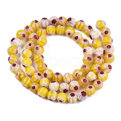 Round Millefiori Glass Beads Strands LK-P001-38-1