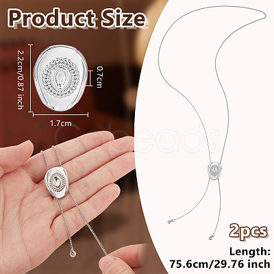2Pcs Adjustable Brass Curb Chains Cowboy Hat Sweater Lariat Necklaces NJEW-UN0001-78P-1
