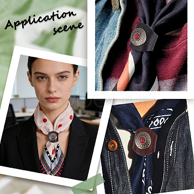 2Pcs 2 Colors Leather & Alloy & Synthetic Turquoise Scarf Clips AJEW-CL0005-24B-1