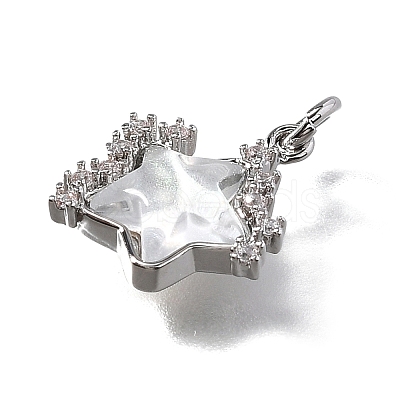 Brass Micro Pave Cubic Zirconia Charms KK-Q043-04P-01-1