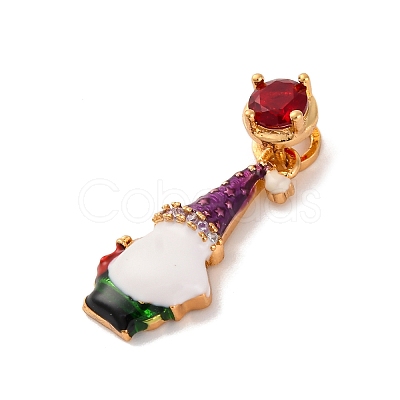 Christmas Theme Brass Micro Pave Cubic Zirconia Pendants KK-C076-27G-01-1