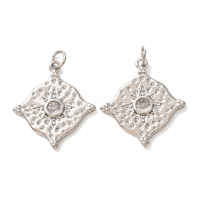 Brass Pave Clear Cubic Zirconia Pendants CU-CBA2907-11P-1