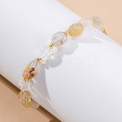 Natural Rutilated Quartz Beaded Bracelets G-P563-07P-03-1