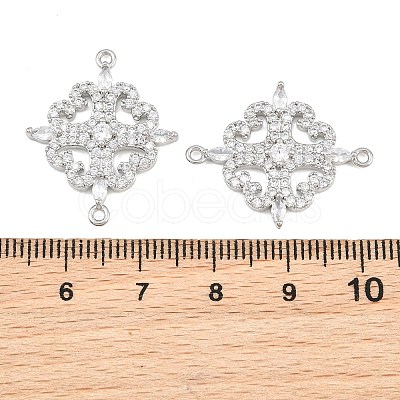 Brass Micro Pave Clear Cubic Zirconia Connector Charms CU-CBA7BFE-03E-P-1