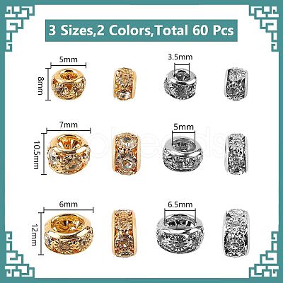 60Pcs 6 Style Brass Bead FIND-GO0001-49-1