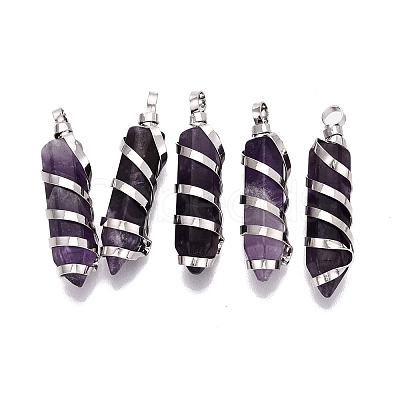 Natural Amethyst Pointed Pendants GG-N001-01P-02-1