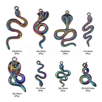 16Pcs 8 Style Rainbow Color Alloy Pendants FIND-LS0001-17MC-1