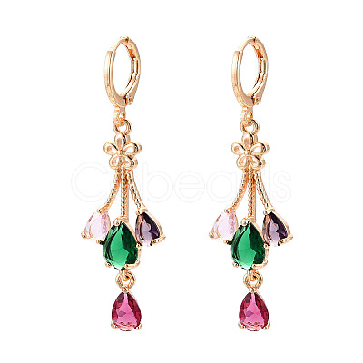 Brass Micro Pave Cubic Zirconia Leverback Earrings EJEW-N058-03G-1