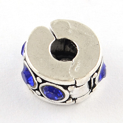 Brass Rhinestone European Clasps KK-N291-01AS-03-1