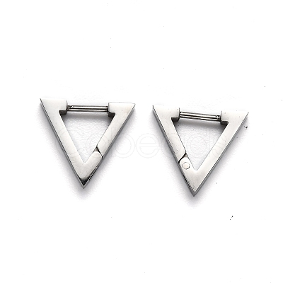 Tarnish Resistant 304 Stainless Steel Triangle Huggie Hoop Earrings STAS-H156-02C-P-1