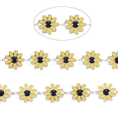 304 Stainless Steel Sunflower Link Chains STAS-N092-01P-1