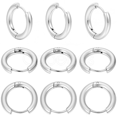 12 Pairs 304 Stainless Steel Huggie Hoop Earrings EJEW-SC0001-96S-1
