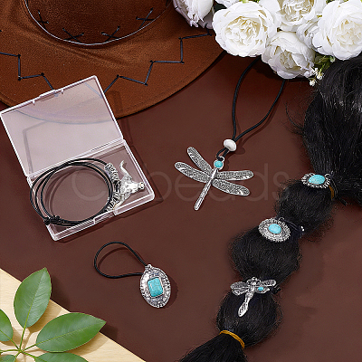6Pcs Synthetic Turquoise & Alloy Necklaces & Hair Tie Kits SJEW-PH00014-1