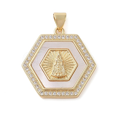 Brass Micro Pave Cubic Zirconia Pendants KK-I712-52G-07-1