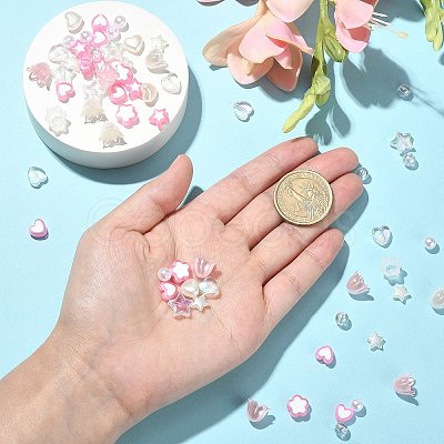 420Pcs 12 Styles Spray Paint ABS Plastic Imitation Pearl Beads MACR-CJ0001-63-1