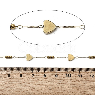 Handmade 304 Stainless Steel Non-magnetic Hematite Beaded Heart Link Chains CHS-L032-17G-02-1