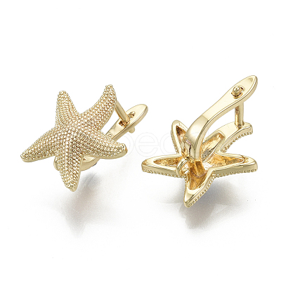 Brass Hoop Earring Findings with Latch Back Closure X-KK-S348-508-NF-1