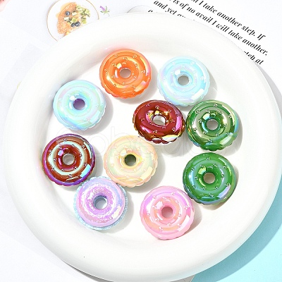 10Pcs UV Plating Opaque Acrylic Beads MACR-YW0004-39-1