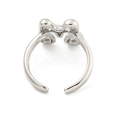 Brass Letter Open Cuff Rings for Women RJEW-G313-01M-P-1