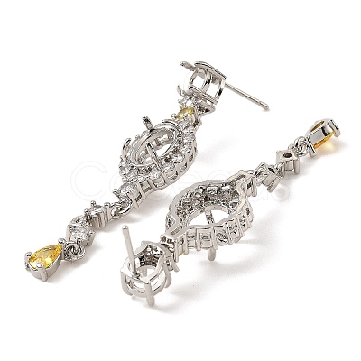 Rack Plating Brass with Cubic Zirconia Stud Earrings Finding KK-Z085-11P-1