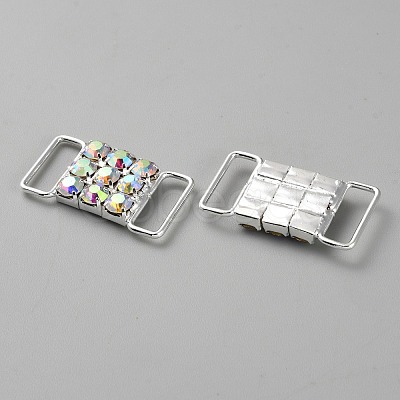 Brass Crystal Rhinestone Bikini Connectors/Buckle with Buttons. for Swimming Wear Bikini Decoration FIND-WH0161-67C-1