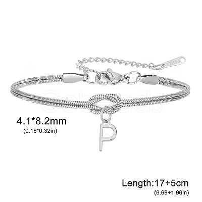 304 Stainless Steel Initial Charm Bracelets FS-WGD8E41-37-1