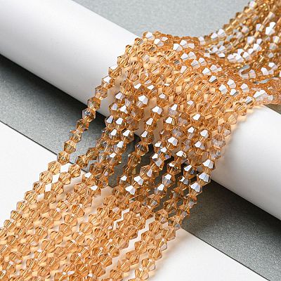 Transparent Electroplate Glass Beads Strands GLAA-F029-3mm-C18-1