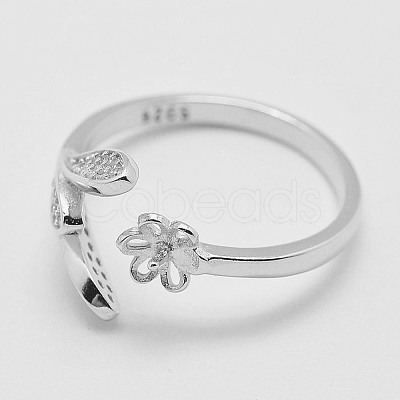 Anti-Tarnish Adjustable Rhodium Plated 925 Sterling Silver Cuff Rings STER-K038-017P-1