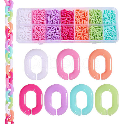 560Pcs 7 Colors Opaque Acrylic Linking Rings MACR-CA0001-41-1