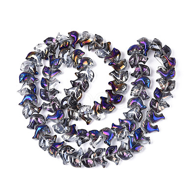 Electroplate Transparent Glass Beads Strands EGLA-N017-06-A05-1