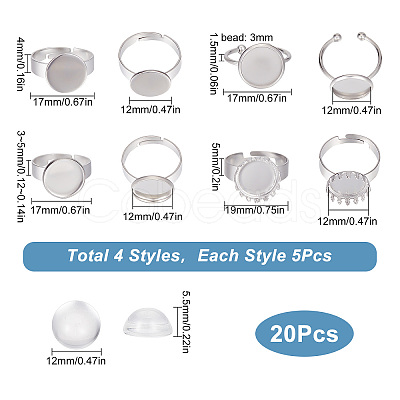 DIY Blank Half Round Dome Finger Ring Making Kit DIY-SC0021-13-1