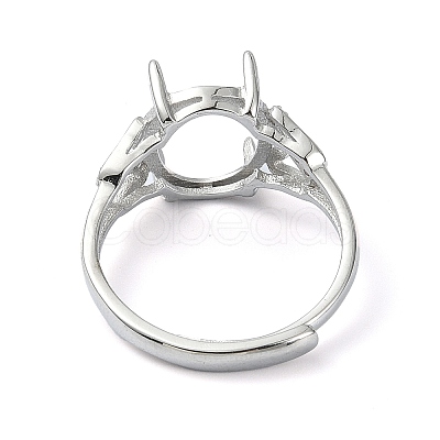 Adjustable 925 Sterling Silver 4 Prongs Ring Settings STER-K179-06P-1
