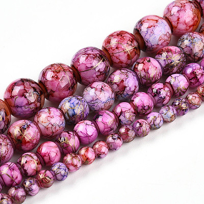Baking Paint Glass Beads Strands DGLA-N003-10mm-B03-1