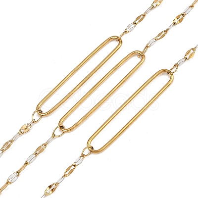 304 Stainless Steel Enamel Dapped Chain Oval Link Chains CHS-K021-15G-10-1