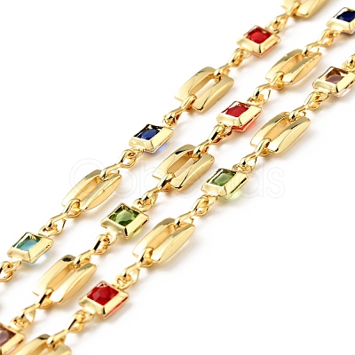 Rack Plating Brass Rectangle & Square Link Chains CHC-C015-01G-1