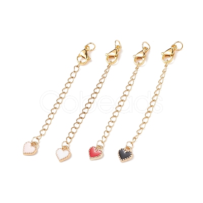 304 Stainless Steel Chain Extenders with Heart Alloy Enamel Charm FIND-JF00097-1